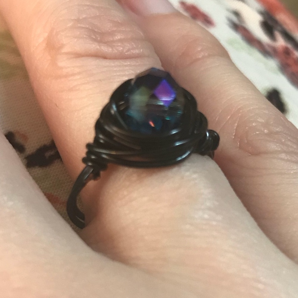 Size 6 iridescent wire wrapped ring